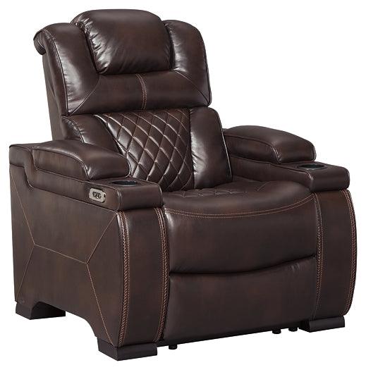 Warnerton Power Reclining Sofa and Loveseat with Power Recliner 75407U3 Brown/Beige Contemporary Motion Upholstery Package By Ashley - sofafair.com