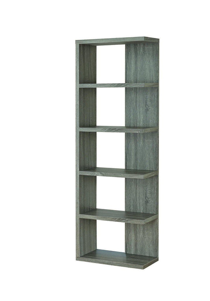 Home office : bookcases 800553 Weathered grey Rustic Bookcase1 By coaster - sofafair.com