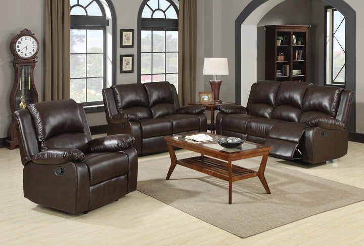 Boston motion 600972 Two tone brown Casual leatherette motion loveseats By coaster - sofafair.com