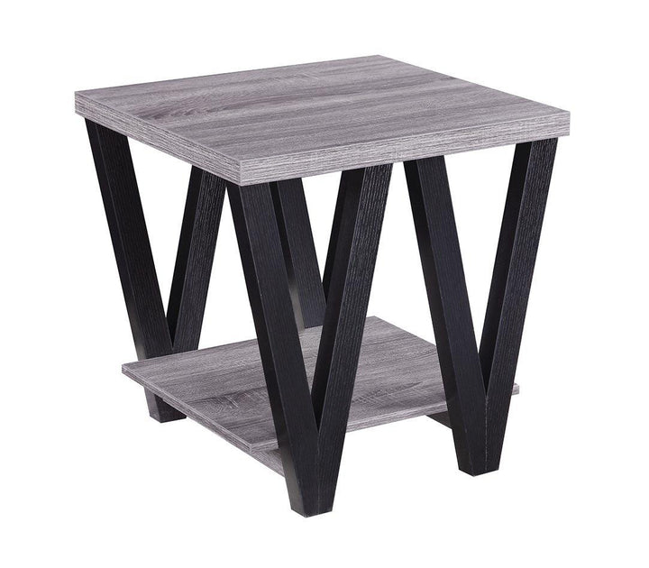 Living room: wood top occasional tables 705397 Black / grey End Table1 By coaster - sofafair.com