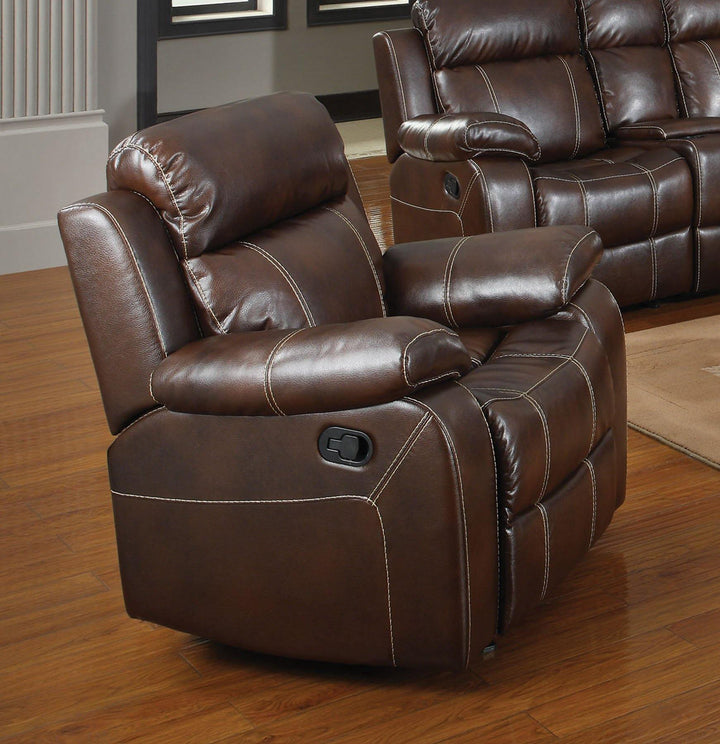 Myleene motion 603023 Chestnut Casual leatherette recliners By coaster - sofafair.com
