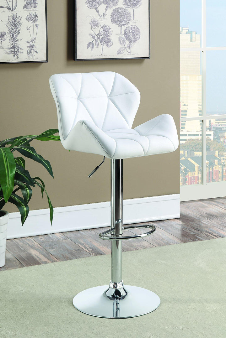 Rec room/bar stools: height adjustable 100424 White Contemporary adjustable bar stool By coaster - sofafair.com