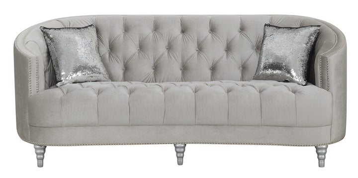 Avonlea traditional grey and chrome sofa 508461 Grey Sofa1 By coaster - sofafair.com