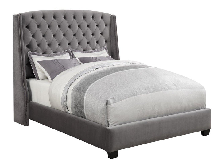 Pissarro upholstered bed 300515 Grey Transitional cal king bed By coaster - sofafair.com