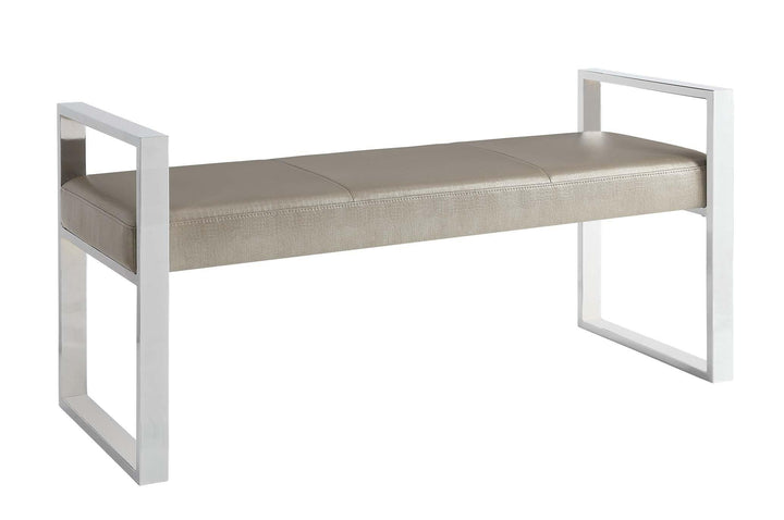 Contemporary chrome and champagne bench 500434 Chrome Bench1 By coaster - sofafair.com