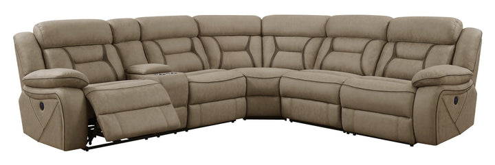 Higgins motion 600380 Tan Transitional fabric power sectionals By coaster - sofafair.com