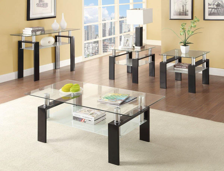 Living room: glass top occasional tables 702287 Black Contemporary End Table1 By coaster - sofafair.com