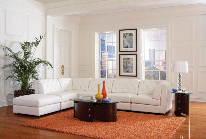 Quinn sectional 551023 White Transitional Ottoman1 By coaster - sofafair.com