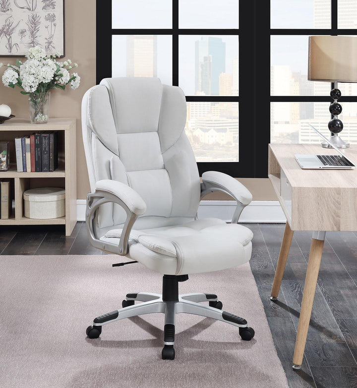 Home office : chairs 801140 Silver Casual leatherette office chair By coaster - sofafair.com