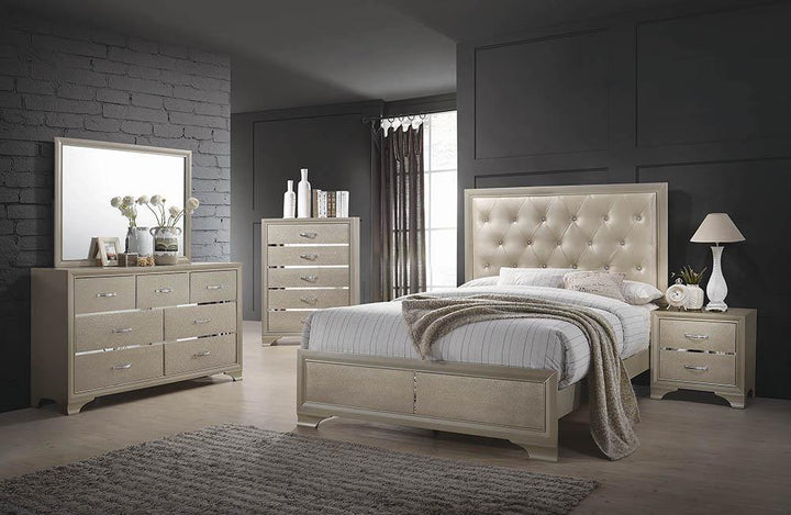Beaumont transitional champagne eastern bed 205291 Champagne gold queen bed By coaster - sofafair.com