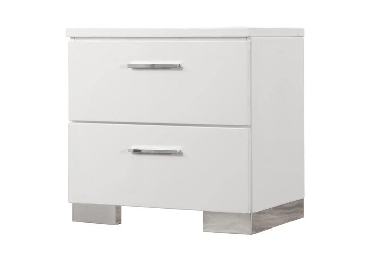 Felicity 203502 Glossy white Contemporary Nightstand1 By coaster - sofafair.com