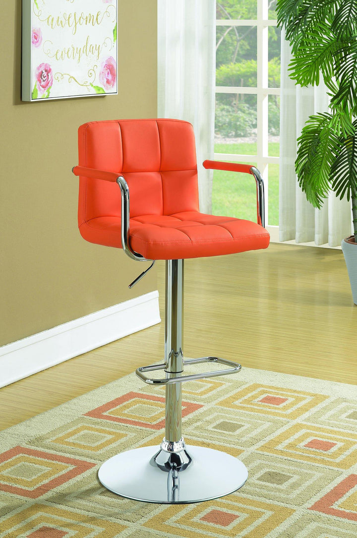 Rec room/bar stools: height adjustable 121098 Orange Contemporary adjustable bar stool By coaster - sofafair.com