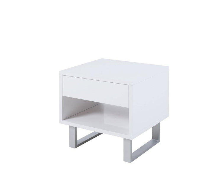 Contemporary glossy white end table 705697 High glossy white End Table1 By coaster - sofafair.com