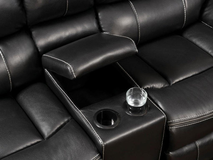 Willemse motion 601935 Black Transitional leatherette motion loveseats By coaster - sofafair.com