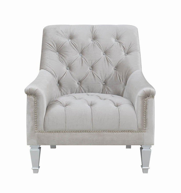 Avonlea traditional grey and chrome chair 508463 Grey Chair1 By coaster - sofafair.com