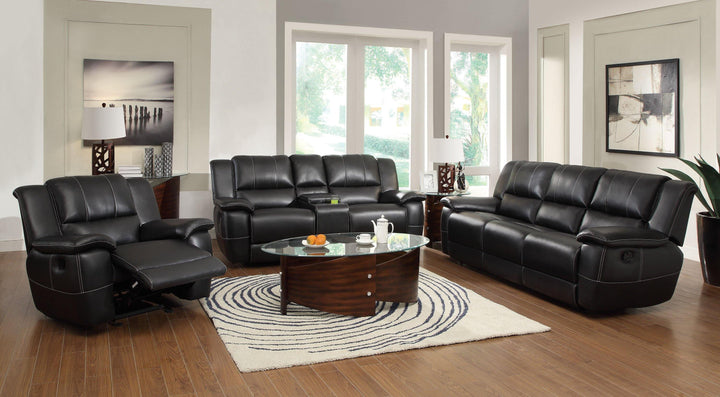 Lee motion 601061-S3 Black Transitional leatherette motion living room sets By coaster - sofafair.com
