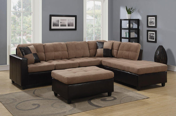 Mallory sectional 505675 Tan Casual Sectional1 By coaster - sofafair.com