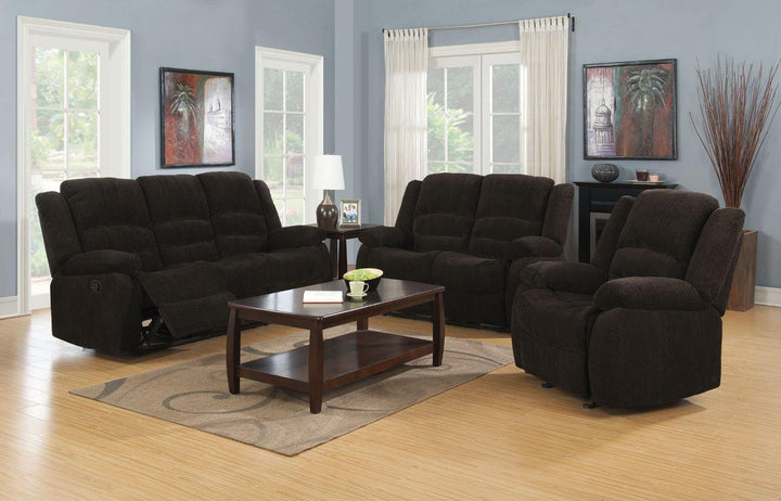 Gordon motion 601463 Chocolate Casual fabric motion recliners By coaster - sofafair.com