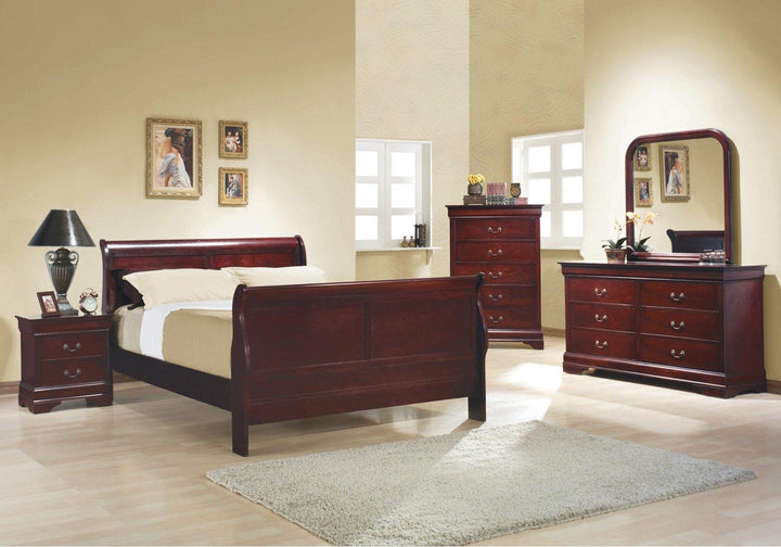 Louis philippe 203971 Red brown Traditional twin bed By coaster - sofafair.com