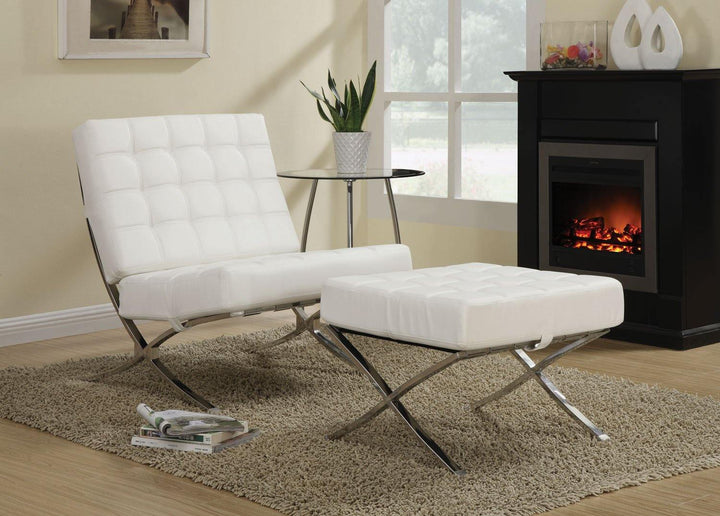 Accents : chairs 902183 White leatherette accent chair By coaster - sofafair.com