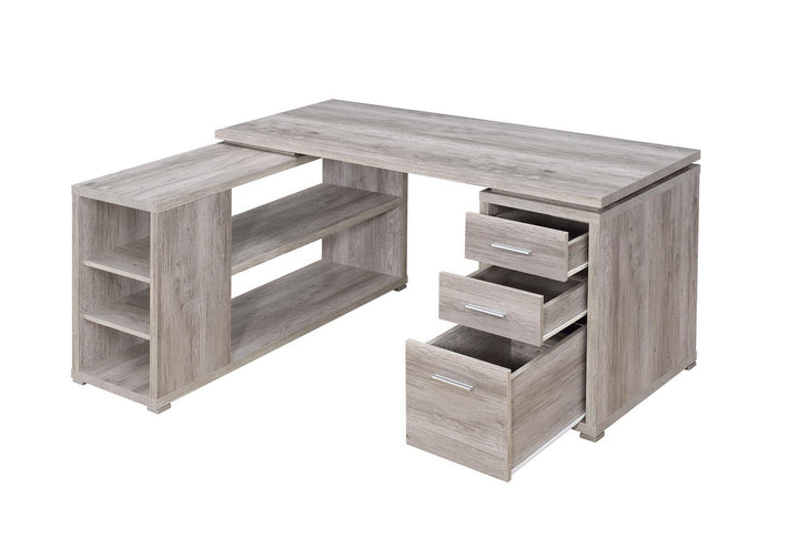 Yvette 801516 Grey driftwood Casual l-shape desk By coaster - sofafair.com