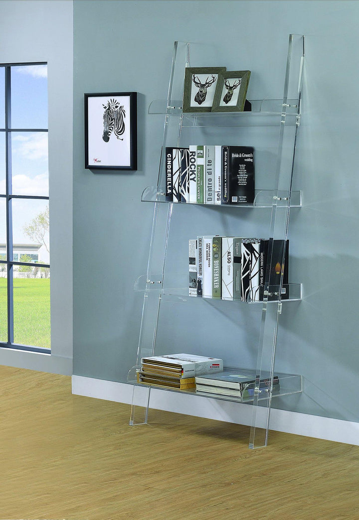 Amaturo 801553 Clear acrylic Contemporary Bookcase1 By coaster - sofafair.com