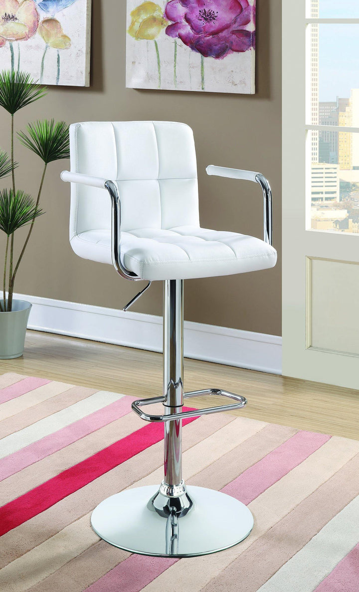 Rec room/bar stools: height adjustable 121097 White Contemporary adjustable bar stool By coaster - sofafair.com