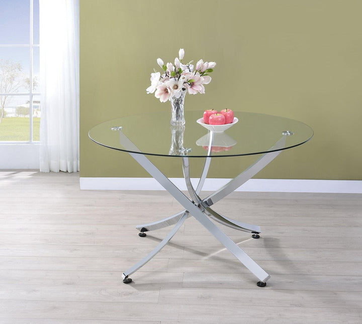 Walsh contemporary chrome dining table 106440 Chrome metal Dining Table1 By coaster - sofafair.com