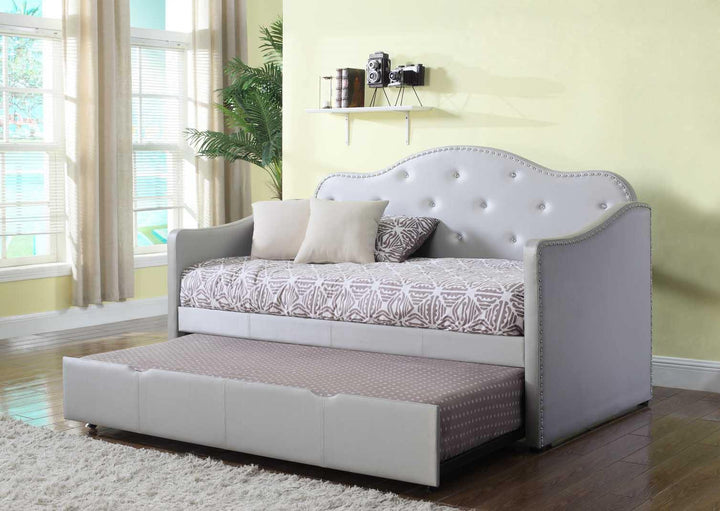 300629 Light grey Hollywood Glam Twin daybed with trundle By coaster - sofafair.com