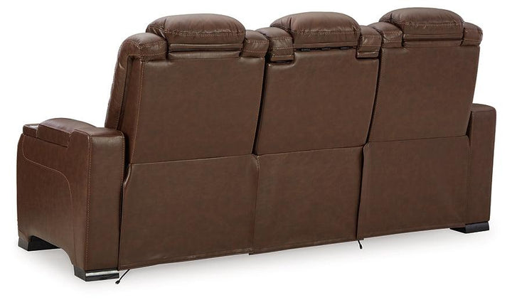 The Man-Den Power Reclining Sofa U8530615 Brown/Beige Contemporary Motion Upholstery By Ashley - sofafair.com