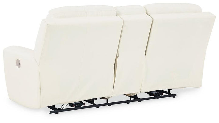 Warlin Power Reclining Loveseat with Console 6110418 White Contemporary Motion Upholstery By Ashley - sofafair.com