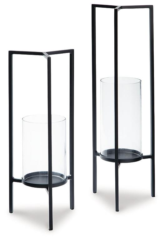 A2000463 Black/Gray Casual Ginette Candle Holder (Set of 2) By Ashley - sofafair.com