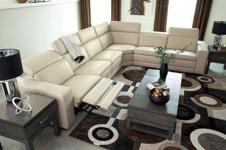 Texline 6-Piece Power Reclining Sectional U59604S3 Brown/Beige Contemporary Motion Sectionals By Ashley - sofafair.com