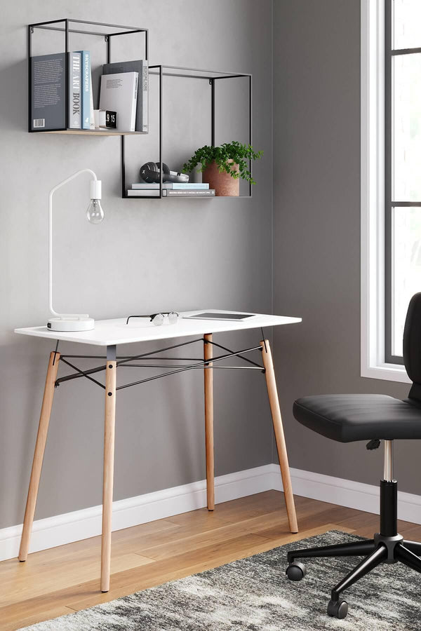 Jaspeni Home Office Desk H020-110 White Contemporary Desks By Ashley - sofafair.com