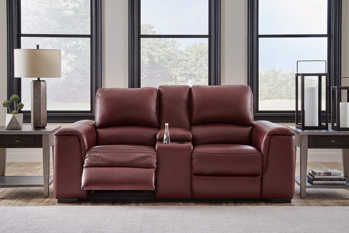 Alessandro Power Reclining Loveseat with Console U2550118 Red/Burgundy Contemporary Motion Upholstery By Ashley - sofafair.com