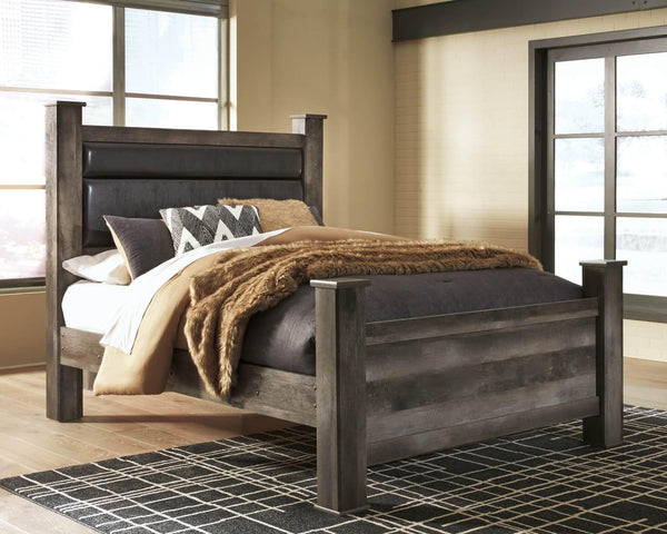 Wynnlow Queen Upholstered Poster Bed B440B7 Black/Gray Casual Master Beds By Ashley - sofafair.com