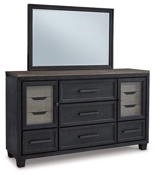 B989B1 Black/Gray Contemporary Foyland Dresser and Mirror