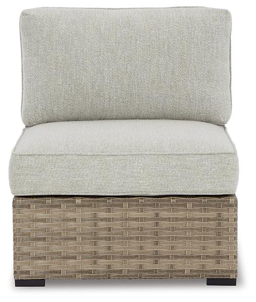 Calworth Outdoor Armless Chair with Cushion (Set of 2) P458-846 Brown/Beige Contemporary Outdoor Lounge Chair By Ashley - sofafair.com
