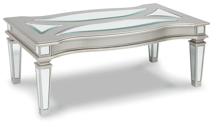 Tessani Coffee Table T099-1 Metallic Contemporary Cocktail Table By Ashley - sofafair.com