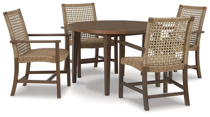 Germalia Outdoor Dining Table with 4 Chairs P730P1 Brown/Beige Casual Outdoor Package By Ashley - sofafair.com