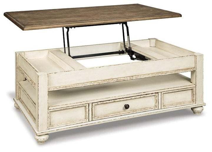 Realyn Coffee Table with Lift Top T523-9 White Traditional Cocktail Table Lift By Ashley - sofafair.com