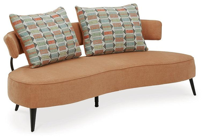 Hollyann RTA Sofa 2440138 Orange Contemporary Stationary Upholstery By Ashley - sofafair.com