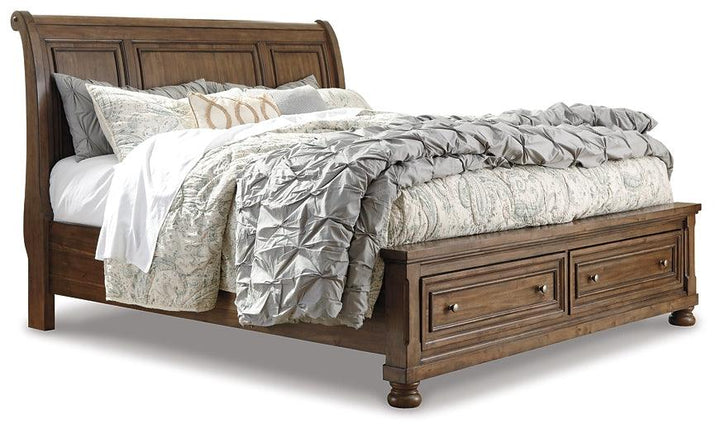Flynnter Queen Sleigh Bed with 2 Storage Drawers B719B4 Brown/Beige Casual Master Beds By Ashley - sofafair.com