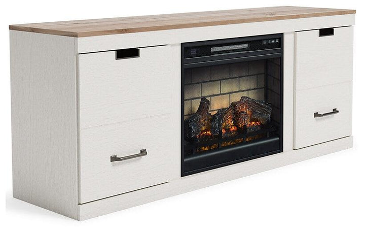 EW1428W2 White Casual Vaibryn 60" TV Stand with Electric Fire Place By AFI - sofafair.com