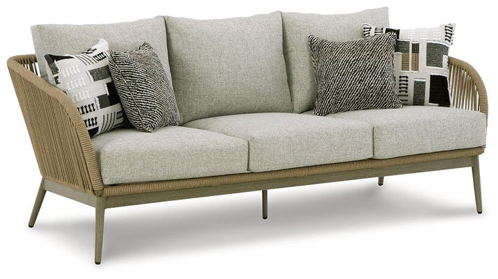 P390-838 Brown/Beige Casual Swiss Valley Outdoor Sofa with Cushion By Ashley - sofafair.com