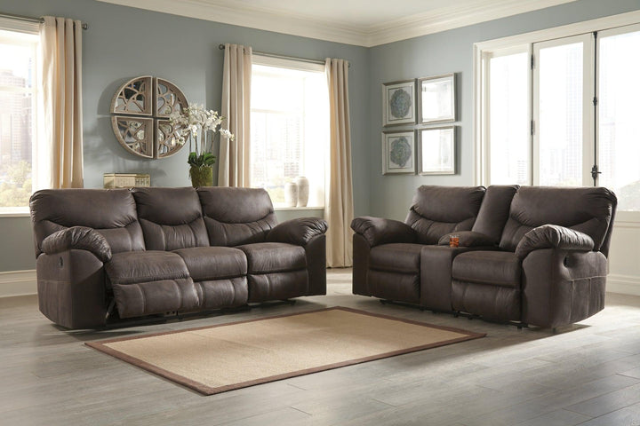 Boxberg Reclining Sofa and Loveseat 33803U1 Teak Contemporary Motion Upholstery Package By AFI - sofafair.com