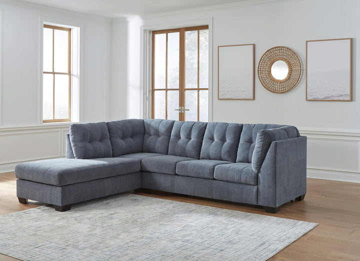 Marleton 2-Piece Sectional with Chaise 55303S1 Blue Contemporary Stationary Sectionals By Ashley - sofafair.com