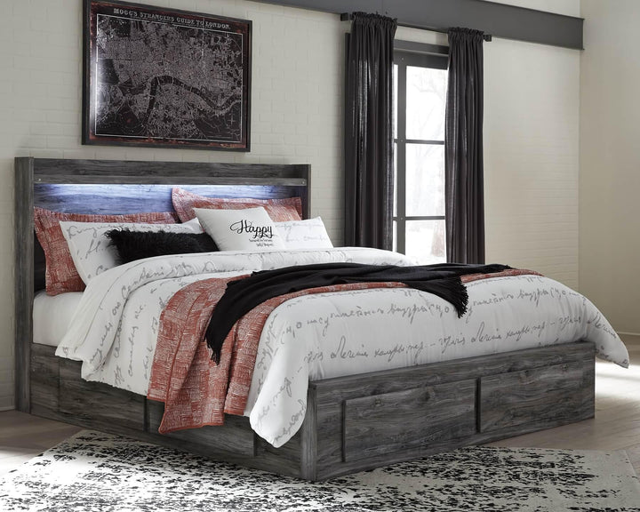 Baystorm King Panel Bed with 4 Storage Drawers B221B15 Black/Gray Casual Master Beds By AFI - sofafair.com