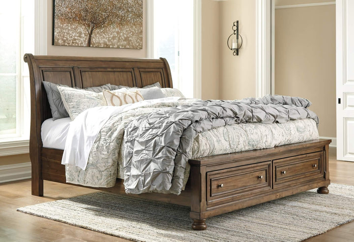 Flynnter Queen Sleigh Bed with 2 Storage Drawers B719B4 Brown/Beige Casual Master Beds By Ashley - sofafair.com