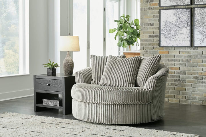 Lindyn Oversized Swivel Accent Chair 2110521 Black/Gray Contemporary Stationary Upholstery By Ashley - sofafair.com